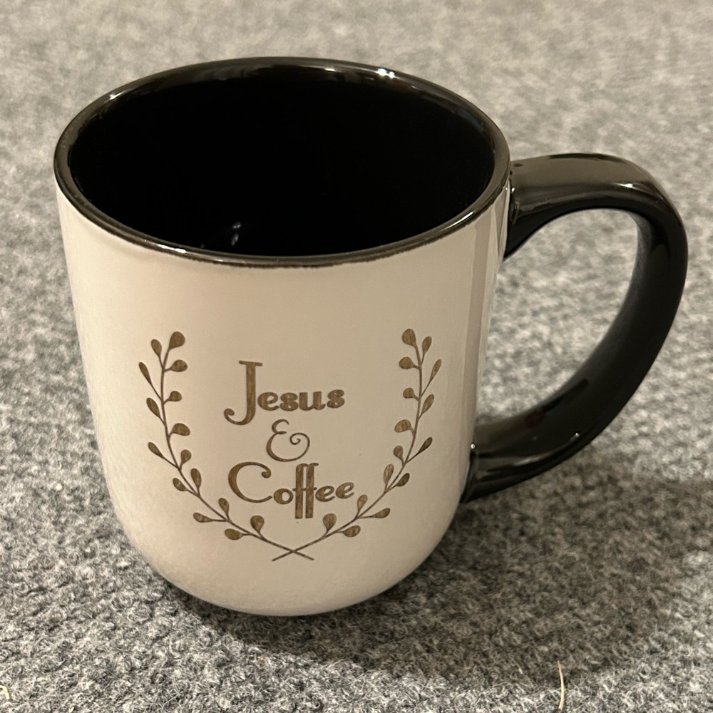 Black and White 'Jesus & Coffee' Mug